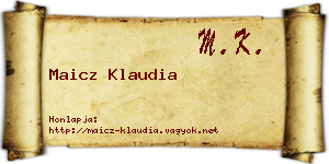 Maicz Klaudia névjegykártya